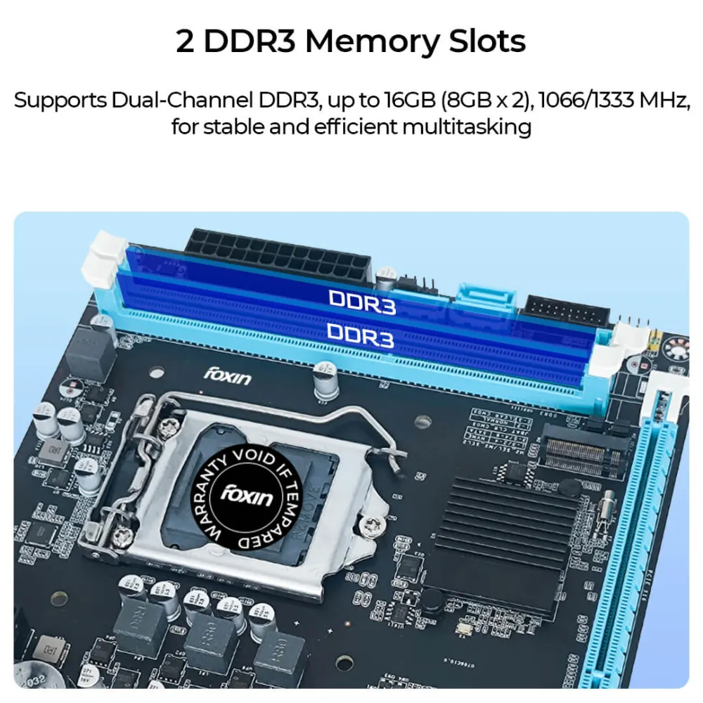 Foxin H61 DDR3 Motherboard For Intel 2nd | 3rd Generation with NVME view 3